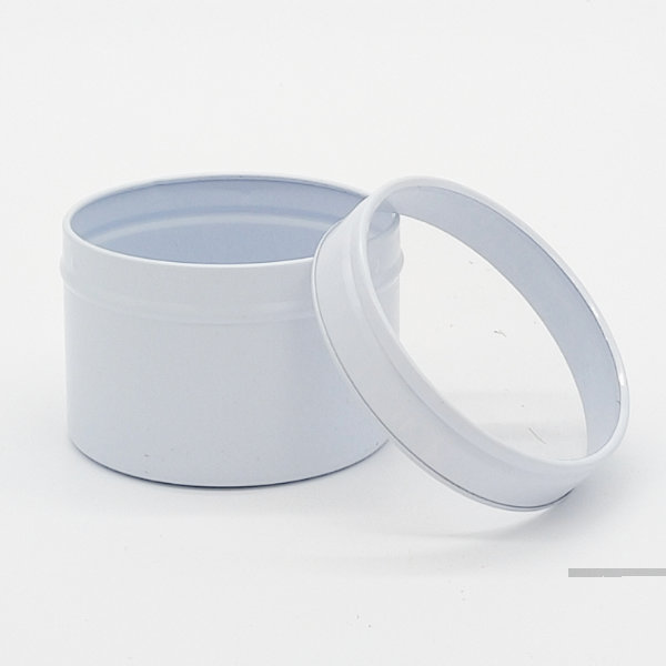 White Small Seamless Tin with clear lids